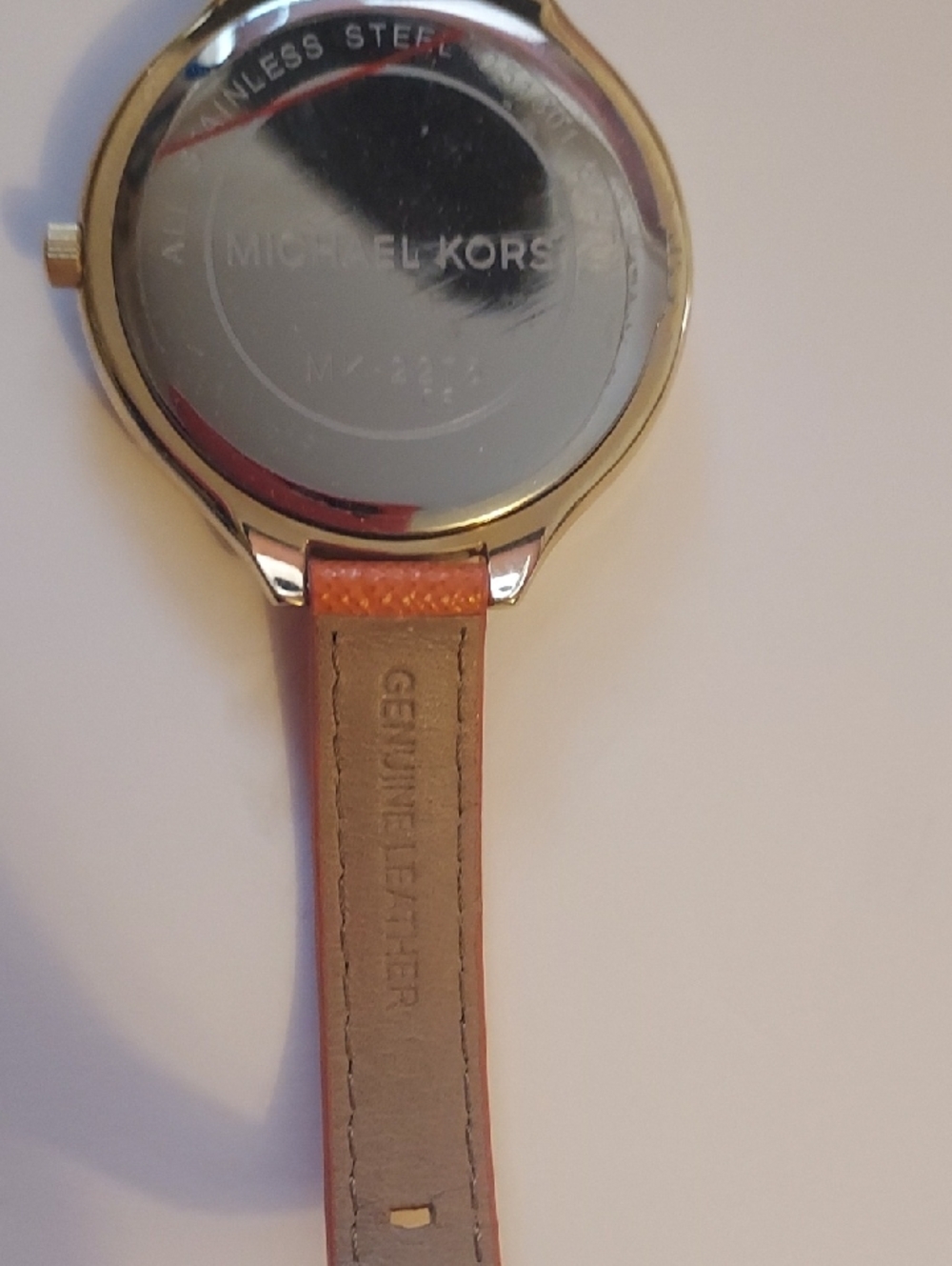 Michael Kors Watch Large Face Gold And Orange Leather Band - Picture 7 of 16